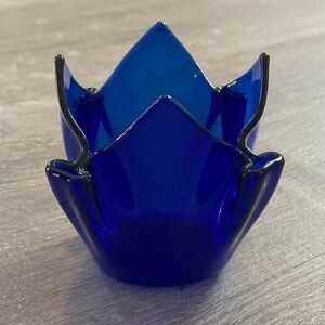 Partylite Cobalt Handkerchief Glass Candle Holder